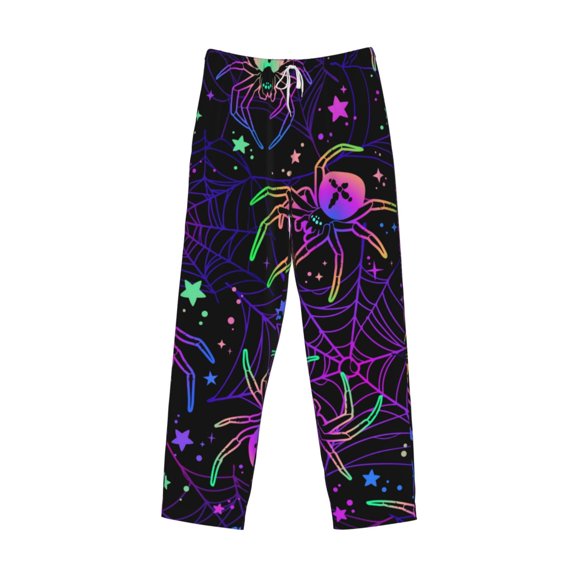 Lsque Multi-colored Spiders Print Men's Pajama Pants, Lounge Pant - Comfortable Home Wear,Elastic Waistband, Stylish Design-Small