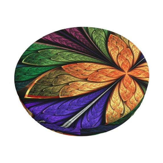 Lsque Multicolored Beautiful Flower1 Pattern Round Bar chair cushion covers Velvet Fabric Premium Comfort Protects from Scratches and Stains for 14-17 Inch Chair-14 inch