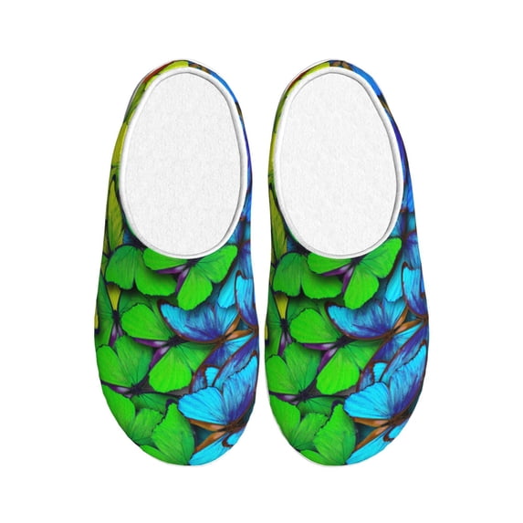 Lsque Multicolored Butterflies Pattern Womens Comfort Cotton on Scuff With Memory Foam and Anti-skid Sole Slipper-40/41