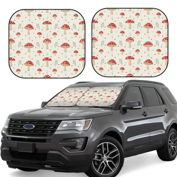Lsque Mushroom 2 PCS Windshield Sun Shade | CarFoldable Window Covers | Car Accessories Reflect UV for Universal Cars SUV Truck | Large