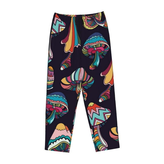 Lsque Mushroom Doodle Print Women's Pajama Pants, Lounge Pant - Comfortable Home Wear,Elastic Waistband, Stylish Design-Small