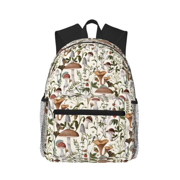 Lsque Mushroom Garnish Classic Casual Backpack - Large Capacity Water-Resistant Backpack for School, Work, Travel, and Outdoor Activities