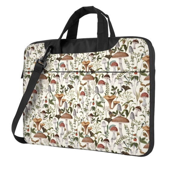 Lsque Mushroom Garnish Pattern Laptop Bag – Portable & Slim Single-Shoulder Computer Case with Adjustable Strap, Protective, Lightweight for 13”/14”/15.6” Laptops