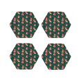 thumbnail image 1 of Lsque Mushroom House Pattern 4" Drink Coasters Set of 4, PVC Leather Absorbent Coasters, Table Coaster Set Decorative Coffee Cup Coasters Housewarming Gift -Hexagon, 1 of 6