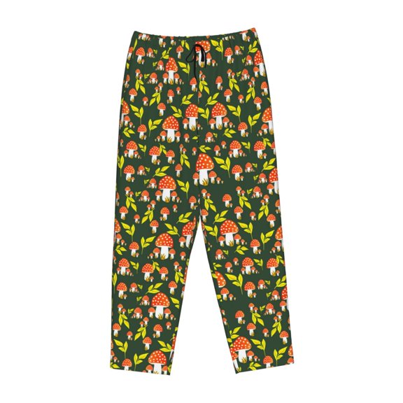 Lsque Mushroom Leaf Print Women's Pajama Pants, Lounge Pant - Comfortable Home Wear,Elastic Waistband, Stylish Design-XX-Large