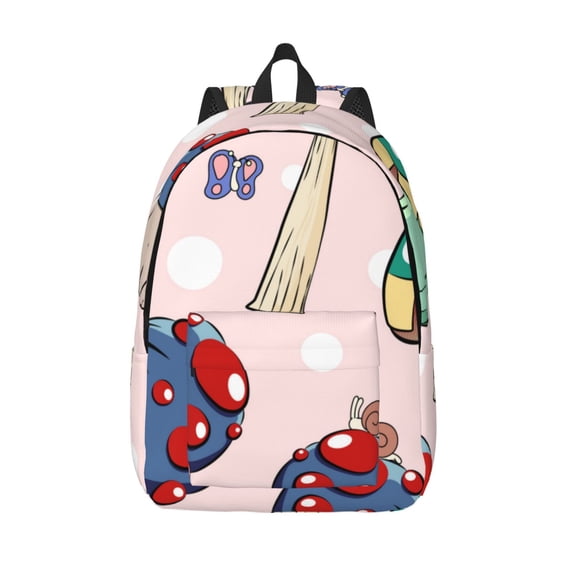 Lsque Mushroom Pattern Canvas Daypack, Durable Backpack, High-quality Versatile Backpack,Vintage Compact Backpack-Medium