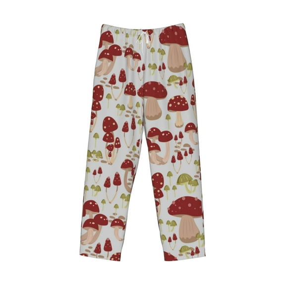 Lsque Mushroom Print Men's Pajama Pants, Lounge Pant - Comfortable Home Wear,Elastic Waistband, Stylish Design-Large