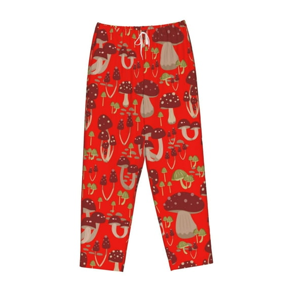 Lsque Mushroom Print Women's Pajama Pants, Lounge Pant - Comfortable Home Wear,Elastic Waistband, Stylish Design-Small