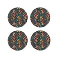 thumbnail image 1 of Lsque Mushrooms And Flowers Pattern 4" Drink Coasters Set of 4, PVC Leather Absorbent Coasters, Table Coaster Set Decorative Coffee Cup Coasters Housewarming Gift -Round Shape, 1 of 6