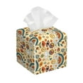 thumbnail image 1 of Lsque Mushrooms And Rainbows Peace Printed Tissue Box Cover Holder, Facial Paper Organizer Dispenser,Square with Bottom Belt, PVC Leather Decorative Organizer, 1 of 8