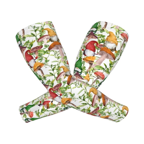 Lsque Mushrooms Gnomes Cooling Arm Sleeves for Men & Women -Compression Sleeves to Cover Arms for Working,Sun Sleeves for UV Protection,Breathable, Moisture-Wicking