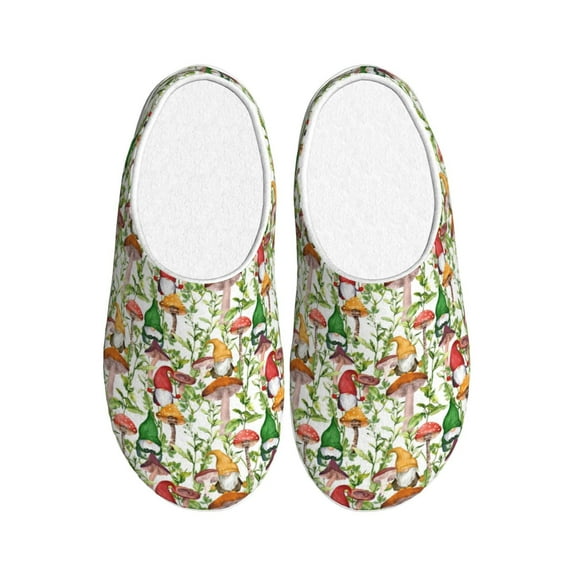 Lsque Mushrooms Gnomes Pattern Womens Comfort Cotton on Scuff With Memory Foam and Anti-skid Sole Slipper-39/40