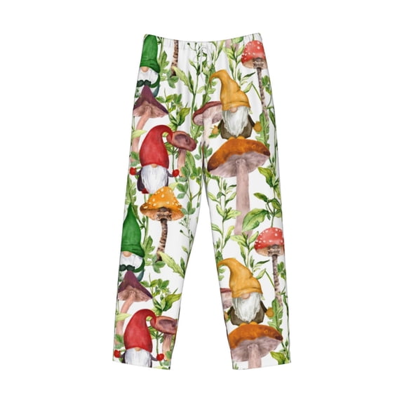 Lsque Mushrooms Gnomes Print Men's Pajama Pants, Lounge Pant - Comfortable Home Wear,Elastic Waistband, Stylish Design-Large