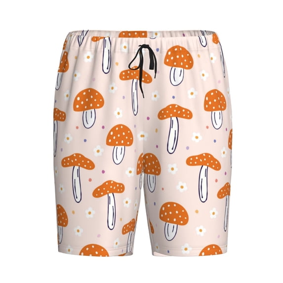 Lsque Mushrooms Mens Sleep Pajama Shorts,Short Pajama Pants, Cotton Ultra-Soft Knit-Small