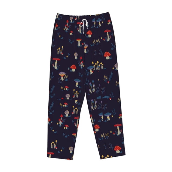 Lsque Mushrooms3 Print Women's Pajama Pants, Lounge Pant - Comfortable Home Wear,Elastic Waistband, Stylish Design-Medium