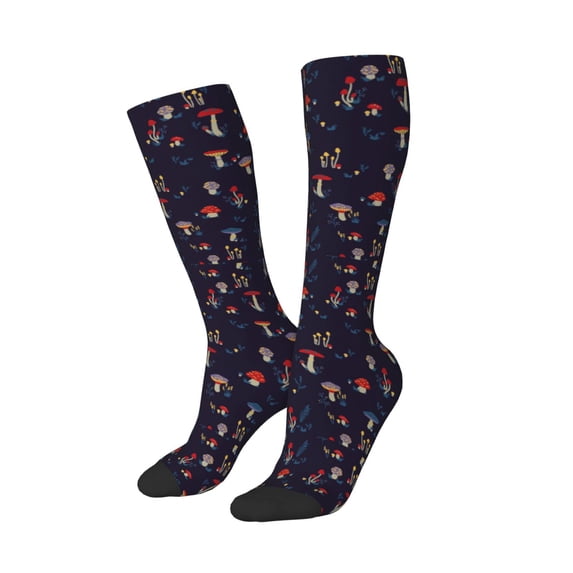 Lsque Mushrooms3 Printed Crew Socks Men's Women's LightWeight Thin Casual Calf Socks ,Knee High Socks,Cotton Socks