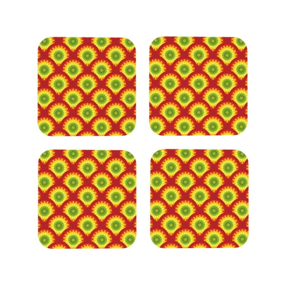Lsque Music Colors Pattern 4" Drink Coasters Set of 4, PVC Leather Absorbent Coasters, Table Coaster Set Decorative Coffee Cup Coasters Housewarming Gift -Square