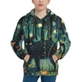 thumbnail image 1 of Lsque Mystical Black Cat Fireflies Patten Youth Hoodie Sweatshirt Pullover with Kangaroo Pocket Boys and Girls Hoodie Warm Hoodie for Kids-X-Large, 1 of 6