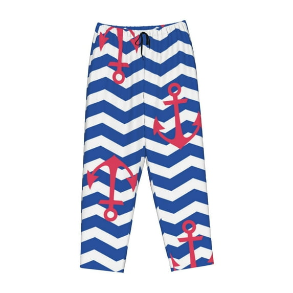 Lsque Nautical Anchors Print Women's Pajama Pants, Lounge Pant - Comfortable Home Wear,Elastic Waistband, Stylish Design-X-Large