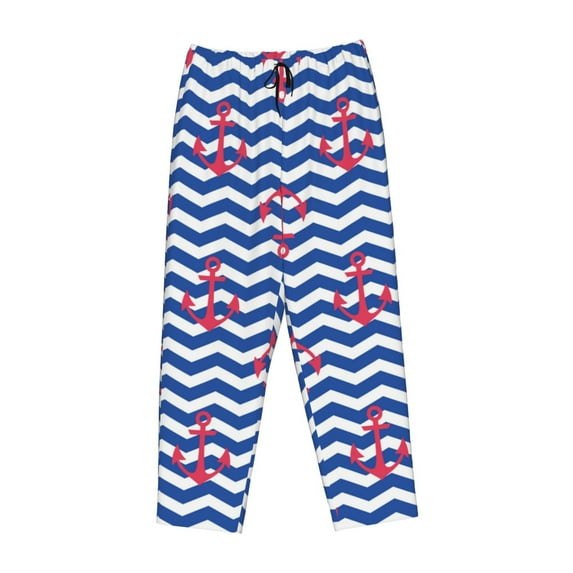 Lsque Nautical Anchors Print Women's Pajama Pants, Lounge Pant - Comfortable Home Wear,Elastic Waistband, Stylish Design-XX-Large
