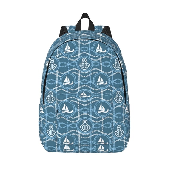Lsque Nautical Pattern Canvas Daypack, Durable Backpack, High-quality Versatile Backpack,Vintage Compact Backpack-Small