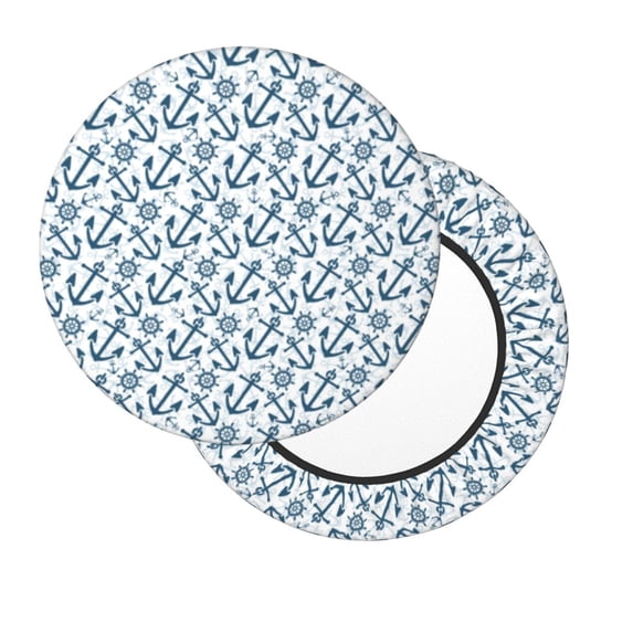 Lsque Nautical Theme Anchors Round Bar chair cushion covers Velvet Fabric Premium Comfort Protects from Scratches and Stains for 14-17 Inch Chair- 12 inch