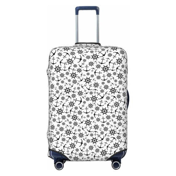 Lsque Nautical Themed Simple Anchors Printed Luggage Cover, Travel Luggage Protector,Scratch and Dirt Resistant, Fits 18-32 Inch Luggage - X-Large