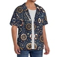thumbnail image 1 of Lsque Nautical print Men's Cuban Collar Short Sleeve Shirt Summer Beachwear Casual Button Down Fashionable Vacation Leisure Shirt-X-Large, 1 of 7