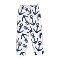 thumbnail image 1 of Lsque Navy Blue Anchor Print Women's Pajama Pants, Lounge Pant - Comfortable Home Wear,Elastic Waistband, Stylish Design-Small, 1 of 9