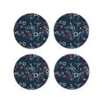 thumbnail image 1 of Lsque Navy Blue Geometric Pattern 4" Drink Coasters Set of 4, PVC Leather Absorbent Coasters, Table Coaster Set Decorative Coffee Cup Coasters Housewarming Gift -Round Shape, 1 of 6