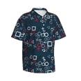 thumbnail image 1 of Lsque Navy Blue Geometric pattern Hawaiian Shirt for Men, Unisex Summer Beach Casual Short Sleeve Button Down Shirts-3X-Large, 1 of 9
