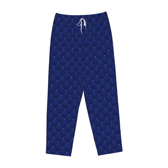 Lsque Navy Blue Print Women's Pajama Pants, Lounge Pant - Comfortable Home Wear,Elastic Waistband, Stylish Design-Small
