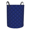 thumbnail image 1 of Lsque Navy Blue pattern Laundry Hamper Basket, Tall Woven Rope Hamper Basket for Clothes, Lightweight Storage Basket, Collapsible Waterproof-Small, 1 of 8