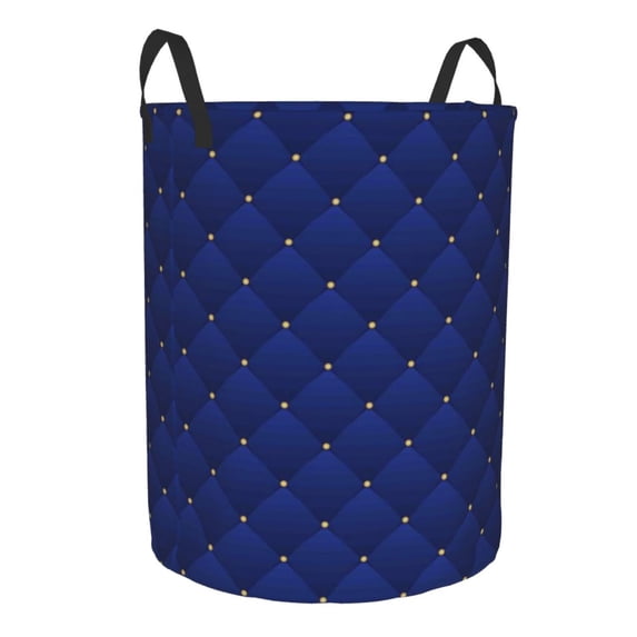 Lsque Navy Blue pattern Laundry Hamper Basket, Tall Woven Rope Hamper Basket for Clothes, Lightweight Storage Basket, Collapsible Waterproof-Small