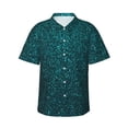 thumbnail image 1 of Lsque Navy blue sparkling Pattern Hawaiian Shirt for Men Unisex Summer Beach Casual Short Sleeve Cotton Linen Button Down Shirts,X-Large, 1 of 7
