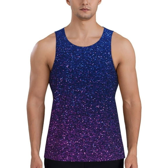 Lsque Neon Glitter Pattern Mens Tank Tops Muscle Athletic Quick Dry Sleeveless Workout Fitness T Shirts Beach Tank Top, Loose-fit Sleeveless Shirt for Men-Large