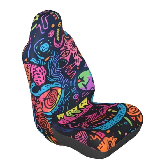 Lsque Neon Graffiti Urban Art Pattern Car Seat Covers for Front Seats , Waterproof Seat Covers for Cars, Sporty Front Seat Covers,Car Seat Cover Protector Front Seats