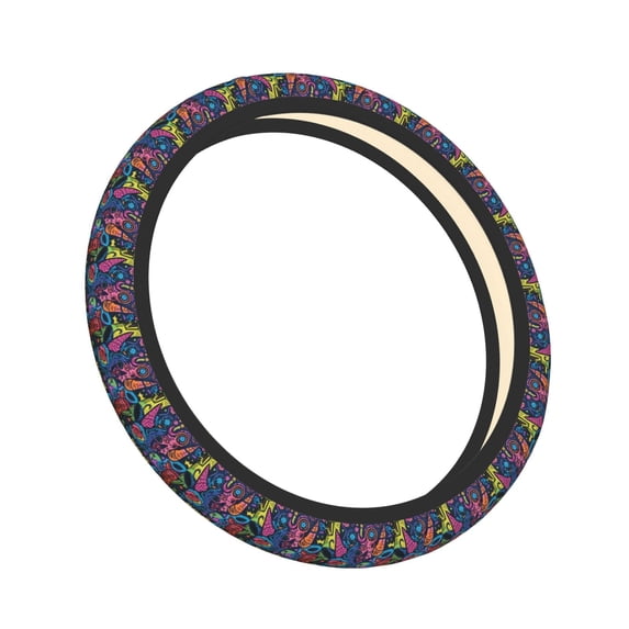 Lsque Neon Graffiti Urban Art Ultra Soft Car Steering Wheel Cover for Women, Standard 15 inch Size for Truck Van SUV Auto