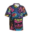 thumbnail image 1 of Lsque Neon Graffiti Urban Art pattern Hawaiian Shirt for Men, Unisex Summer Beach Casual Short Sleeve Button Down Shirts-X-Large, 1 of 9