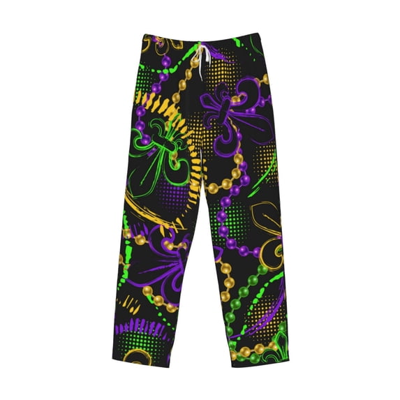 Lsque Neon Mardi Gras Print Men's Pajama Pants, Lounge Pant - Comfortable Home Wear,Elastic Waistband, Stylish Design-Medium