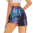 thumbnail image 1 of Lsque Neon Night Cityscape Printed Women's Running Shorts with Liner Pockets,Elastic Quick Dry Workout Athletic Gym Yoga Shorts,Womens High Waist Shorts-X-Large, 1 of 9