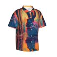 thumbnail image 1 of Lsque Neon Rabbit In Archway pattern Hawaiian Shirt for Men, Unisex Summer Beach Casual Short Sleeve Button Down Shirts-, 1 of 9