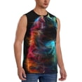 thumbnail image 1 of Lsque Neon Spectrum Cat Portrait Print Men's Cotton Blend Sleeveless Muscle Shirts (S-3XL)- Moisture Wicking, Odor Protection, UPF 30+,Large, 1 of 8