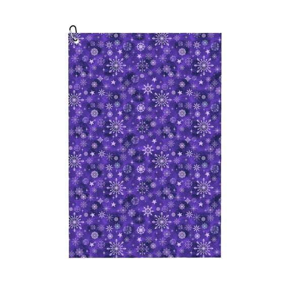 Lsque New Year Snowflakes Premium Golf Towel - Ultra Absorbent and Quick Drying Microfiber Towel with Carabiner - Gift for Men -24" X 16"