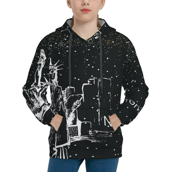 Lsque New York City1 Patten Youth Hoodie Sweatshirt Pullover with Kangaroo Pocket Boys and Girls Hoodie Warm Hoodie for Kids-Medium