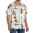 thumbnail image 1 of Lsque New York print Men's Cuban Collar Short Sleeve Shirt Summer Beachwear Casual Button Down Fashionable Vacation Leisure Shirt-Medium, 1 of 7