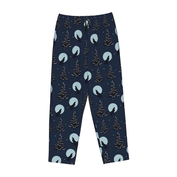Lsque Night Forest Wolf Print Women's Pajama Pants, Lounge Pant - Comfortable Home Wear,Elastic Waistband, Stylish Design-X-Large