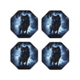 thumbnail image 1 of Lsque Night Scene of Wolves Pattern 4" Drink Coasters Set of 4, PVC Leather Absorbent Coasters, Table Coaster Set Decorative Coffee Cup Coasters Housewarming Gift -Octagon, 1 of 6