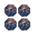 thumbnail image 1 of Lsque Night Sky Turtle Pattern 4" Drink Coasters Set of 4, PVC Leather Absorbent Coasters, Table Coaster Set Decorative Coffee Cup Coasters Housewarming Gift -Octagon, 1 of 6