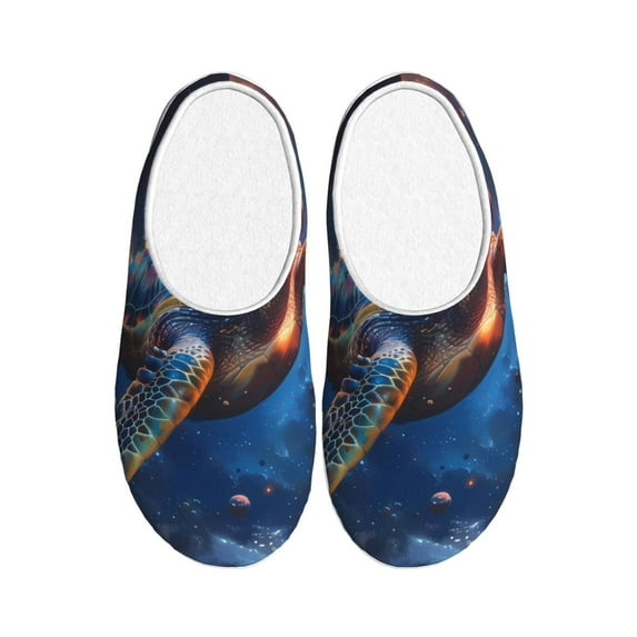 Lsque Night Sky Turtle Pattern Womens Comfort Cotton on Scuff With Memory Foam and Anti-skid Sole Slipper-46/47